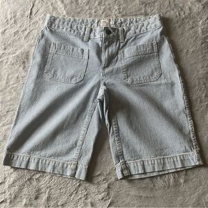 LL bean Striped Blue and White Shorts 100% cotton Size 2